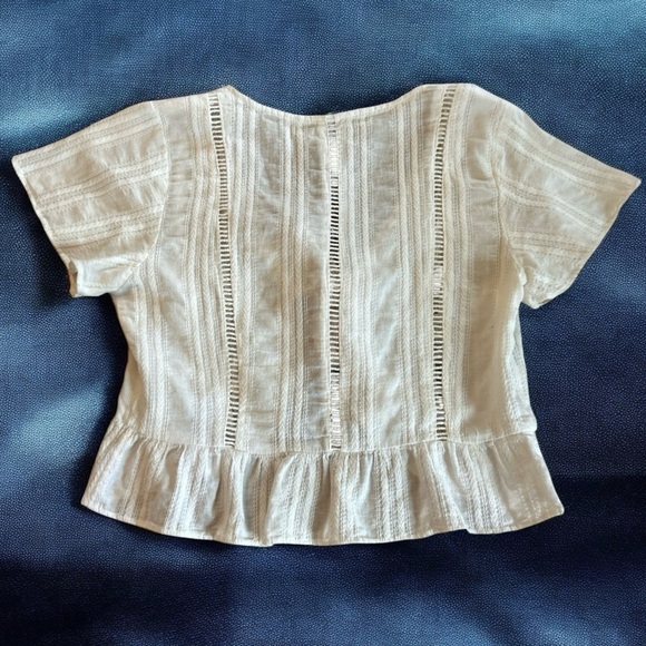 Princess Polly Women’s White Front Tie Short Sleeve Crop Top 100% Cotton Size 2. - Picture 3 of 7